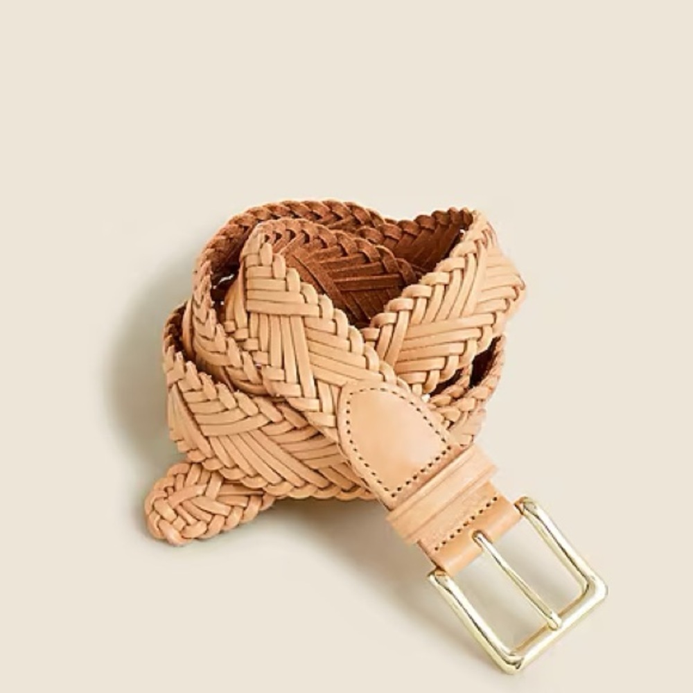NWOT J CREW Plaited Italian leather belt M/L leather